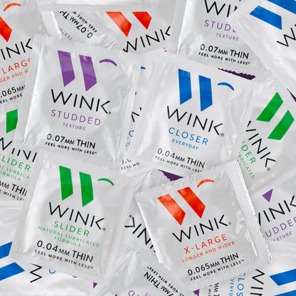 Top down view of full Wink product wrappers